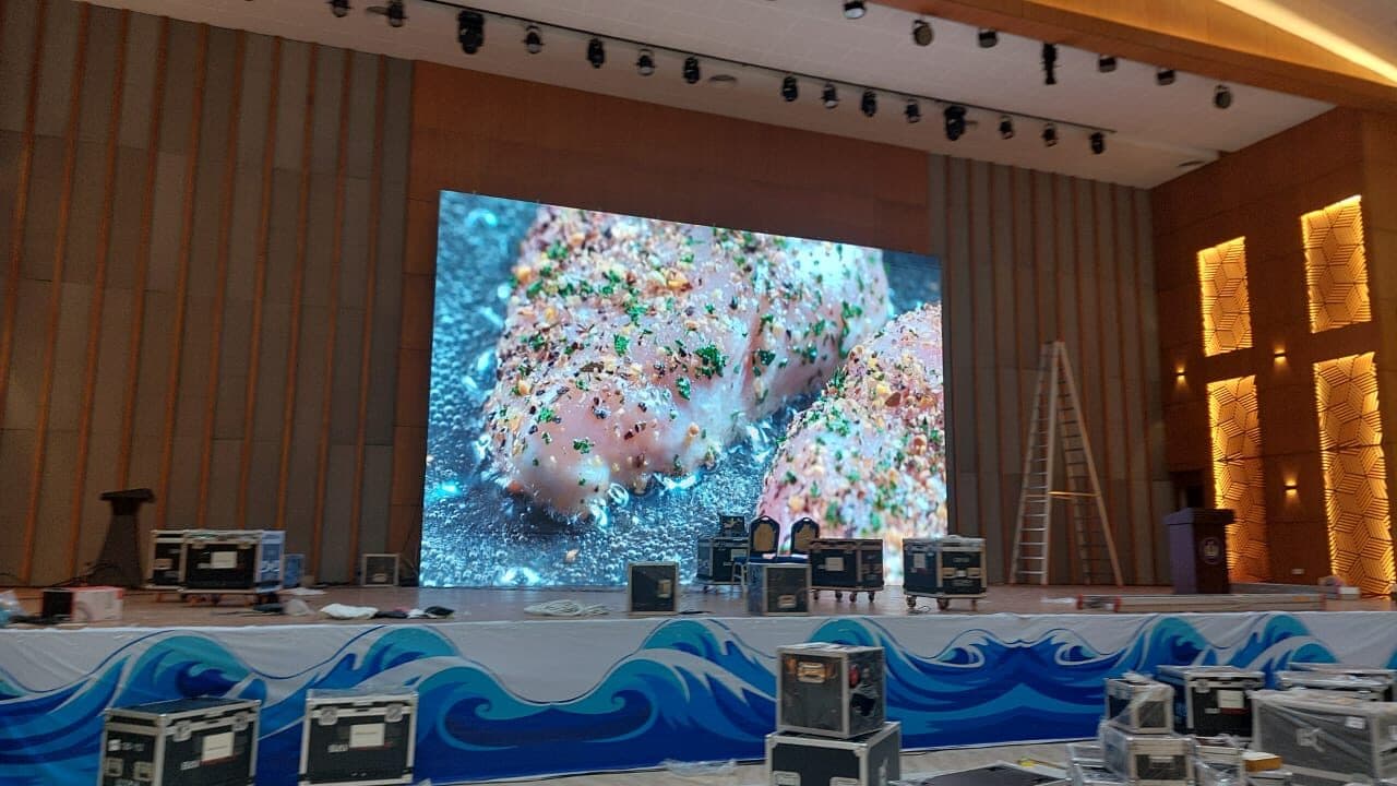 LED display system installed in a naval area auditorium
